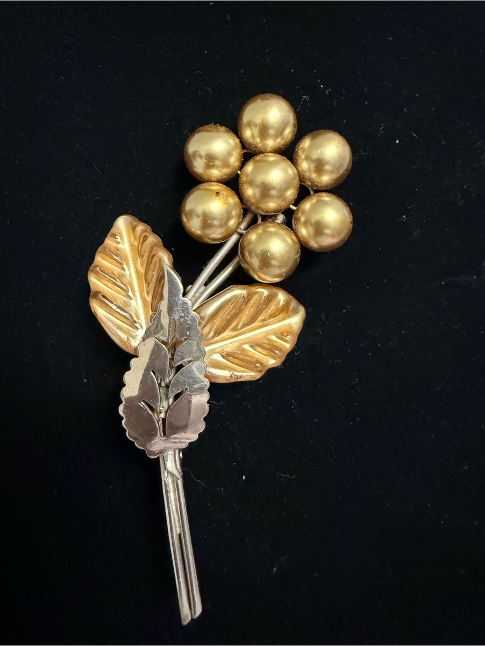 Vintage Gold and Silver Floral Cluster Brooch / pin - Women Jewelry